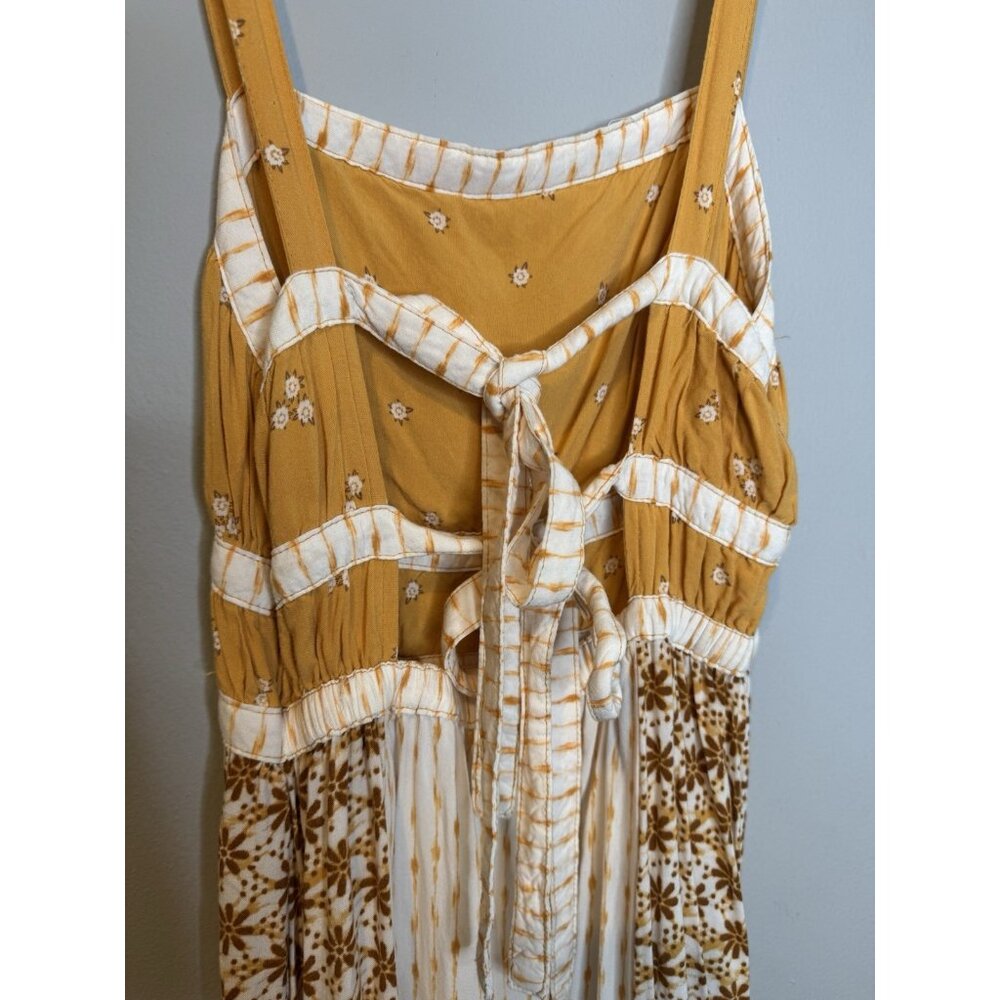 Aéropostale Colorblocked Mixed-Print Tie-Back Midi Dress XS Yellow - Picture 6 of 8